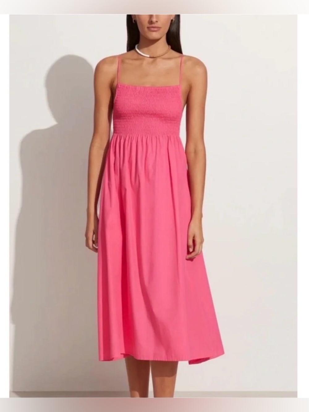 Faithfull the Brand Brissa Midi dress in hot pink 4 Medium